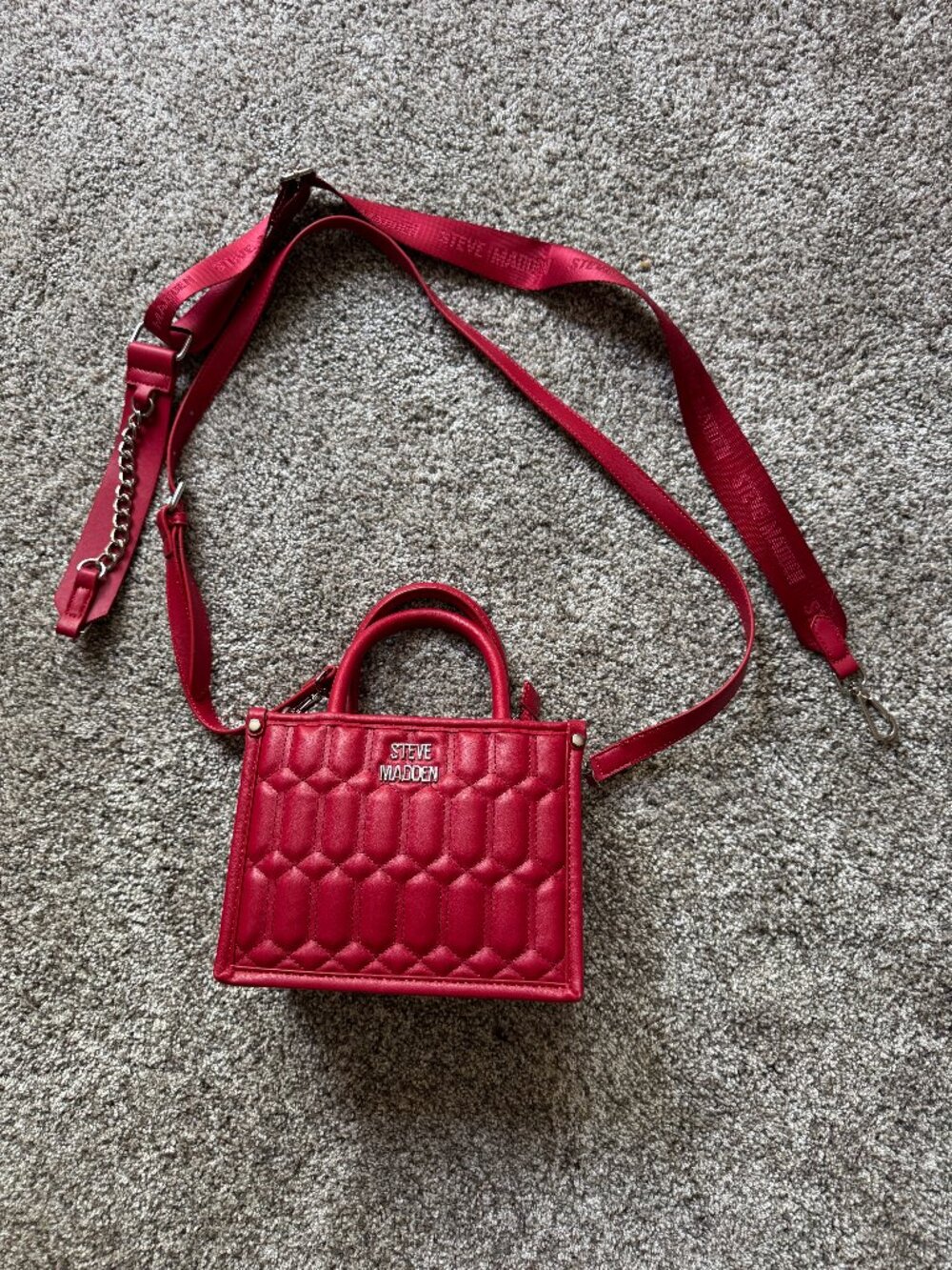 Steve Madden Red Convertable Crossbody Purse Bag Handbag